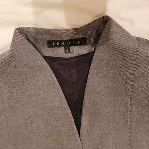 Theory Wool Blazer, Collarless, Black & White Twill